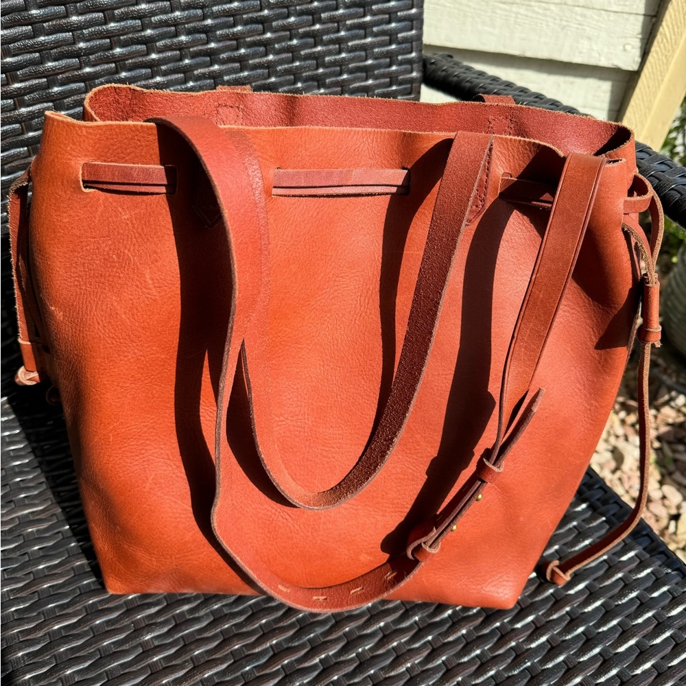 Madewell drawstring leather bag
